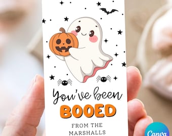 Halloween You've Been Booed Gift Tag, Halloween Booed Gift Tag, Neighbor Halloween Tag Instant Download OR Canva Template