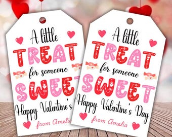 Valentines Gift Tag, Valentines Treat Gift Tag, Editable Valentine's Day Tag, Sweet Treat, School Teacher Pupil Template
