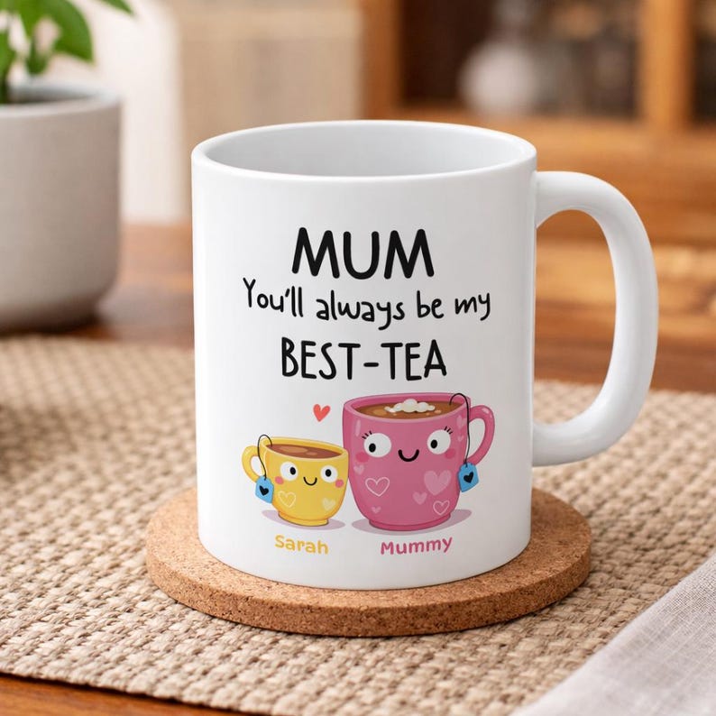 Taza personalizada para mamá, la mejor taza de té / Taza del Día de la Madre, regalo de hija o hijo para mamá, abuela, niñera, abuela, abuela, abuela, la mejor taza de cumpleaños imagen 3