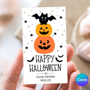 Halloween Gift Tag, Halloween Gift Tag for School Kids, Classroom Halloween Tag, Trick or Treat Tag Canva Template