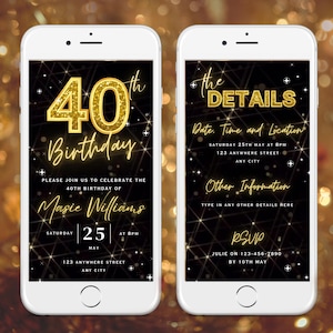 40th Birthday Invitation, Forty Birthday Invitation, 40th Birthday invite, Digital 40th Birthday Invite, Animated evite Editable
