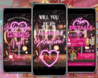 Galentines Invitation, Valentines Girls Night Invite, Digital Galentines Party Animated Video Canva template