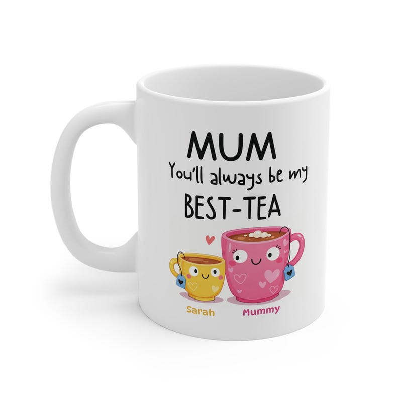 Taza personalizada para mamá, la mejor taza de té / Taza del Día de la Madre, regalo de hija o hijo para mamá, abuela, niñera, abuela, abuela, abuela, la mejor taza de cumpleaños imagen 4