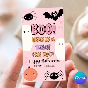 Halloween Gift Tag, Halloween Gift Tag for School Kids, Classroom Halloween Tag, Trick or Treat Tag Canva Template