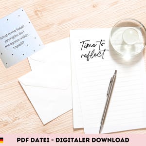 DIY 52 reflection questions as PDF - weekly self-reflection & mindfulness, lovingly designed cards | Download - Ideal as a gift.