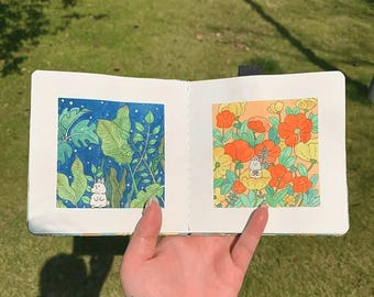 5x5 Watercolor Sketchbook: Handmade Travel Journal, 300gsm Rough Paper