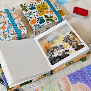 Mini handgemaakt aquarelschetsboek, 2,4 x 2,4 inch, 300 gsm katoenpapier, pocket Travel Art Journal, 20 vellen, draagbaar DIY-notitieboekje, kunstcadeau