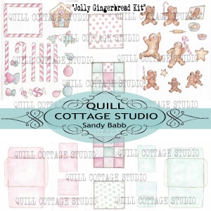 Jolly Gingerbread Junk Journal Kit, Card and Envelope, Gift Tag and Recipe Card Kit