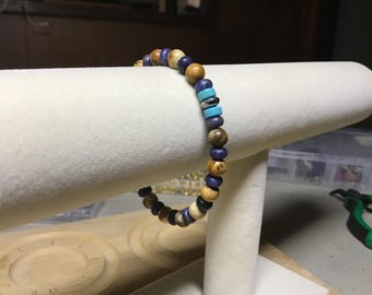 6mm Jasper and glass beaded bracelet