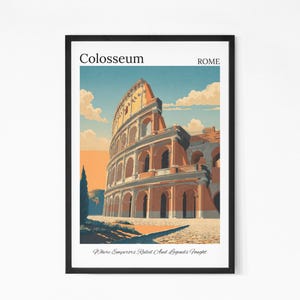 Póster de viaje del Coliseo de Roma: arte mural de estilo vintage