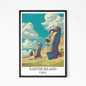 Easter Island Travel Poster: Vintage Chile Art Print