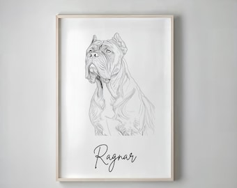 Cane Corso Dog Poster - Custom pet portrait | memorial gift | personalised dog print