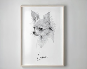 Chihuahua Dog Poster - Custom pet portrait | memorial gift | personalised dog print
