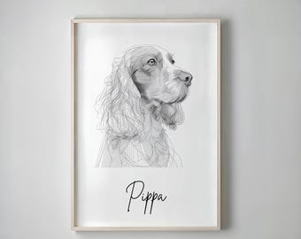 Cocker Spaniel Dog Poster - Custom pet portrait | memorial gift | personalised dog print