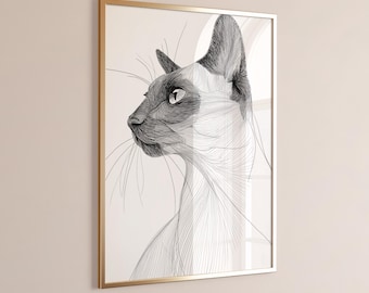 Siamese Cat Poster - pet portrait | memorial gift | cat lover print