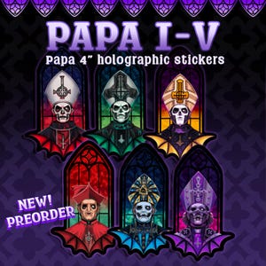 NIEUWE CARDI | Satanische paus holografische stickers van 4 inch