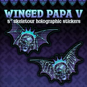 SKELETOUR RESTOCK | 5 Inch Winged V Tour Holographic Stickers