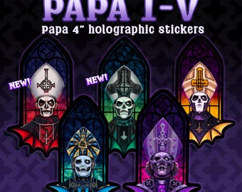 RESTOCK | Satanic Pope 4 inch Holographic Stickers