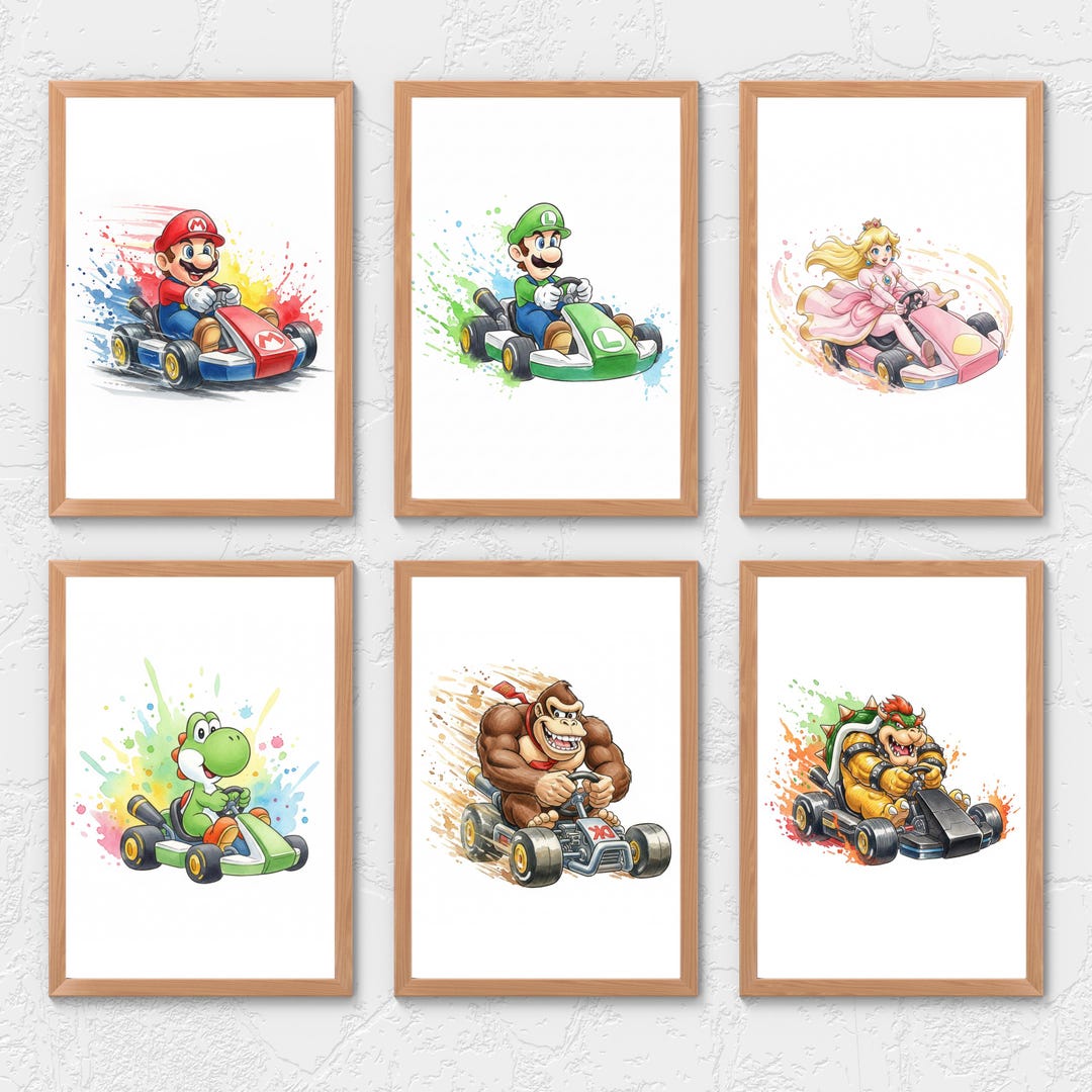 Mario Wall Art, Super Mario Printable Set of 9, Luigi Print, Princess ...