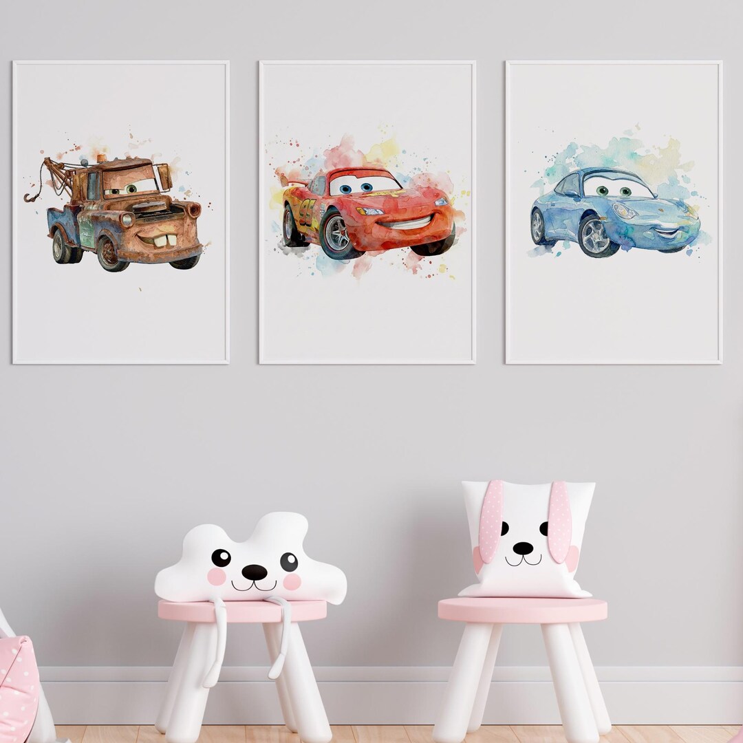 Cars Collection Print Cars Nursery Decor Set of 3 Prints Cars Wall Art, Wall Art Set With ...
