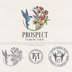 Premade Flower Farm Logo Design, Florist Logo, Flowers Logo, Bird Logo, Gardening Logo, Floral Logo, Flower Shop Logo, Jewelry Logo