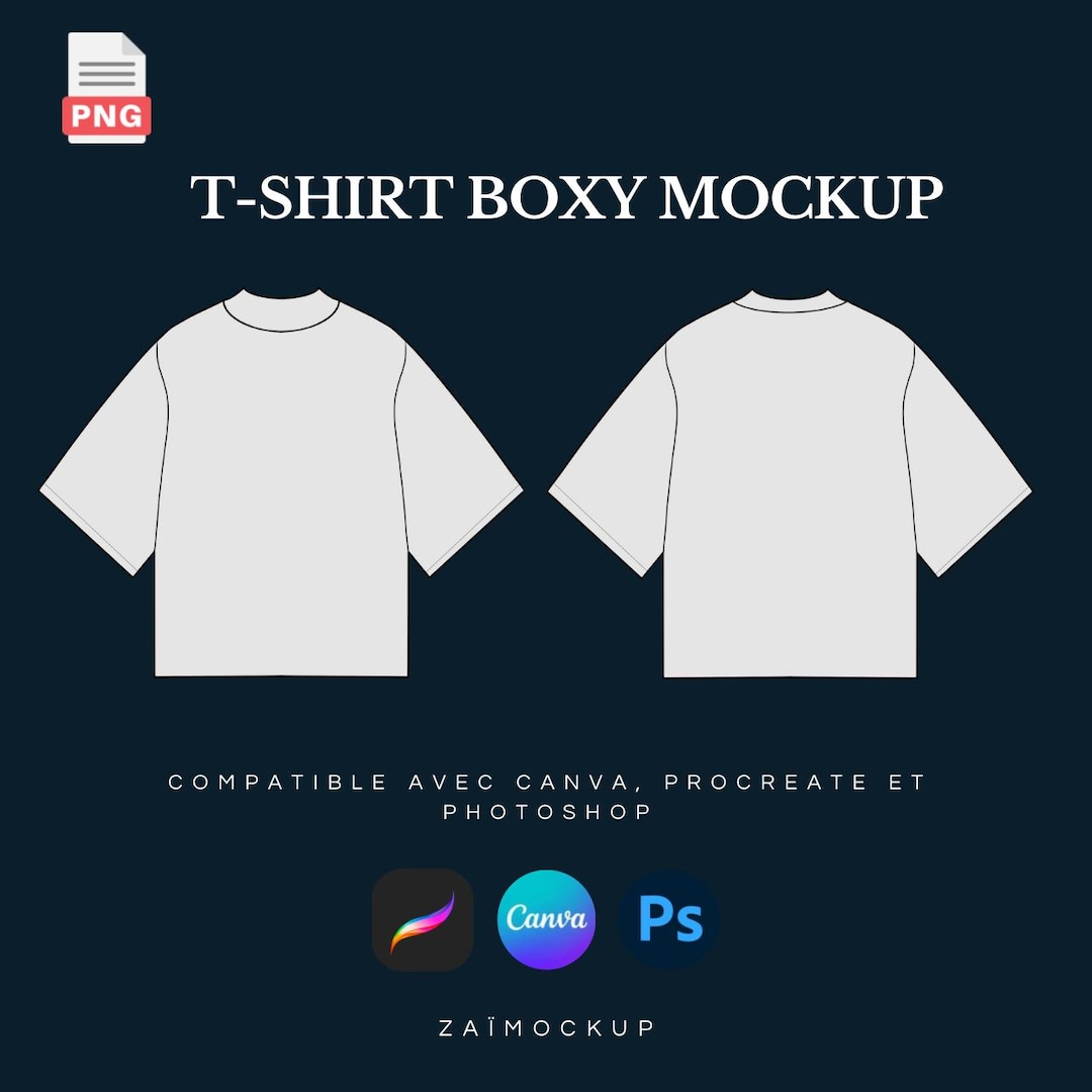 T-shirt Oversize Mockup - Boxy Tee Vector - Streetwear Mockup Procreate ...