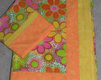 Bright Flowers No. 2 - Yellow and Orange with pillowcase