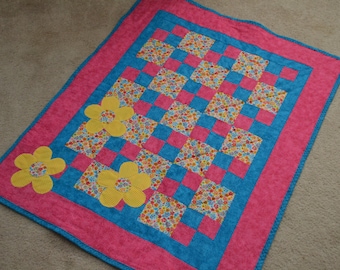 Pop of Flower Baby Quilt