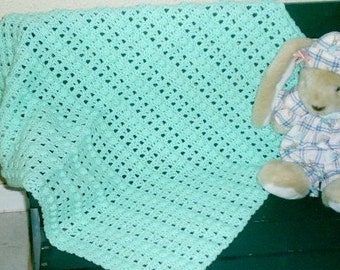 Mint Baby Afghan with beanie