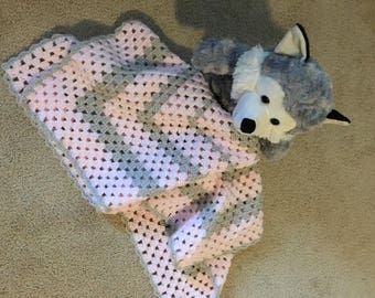 Pink n gray newborn baby blanket