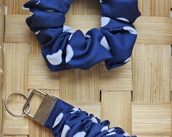 Floral Scrunchie and Keychain Set: Handmade Fabric Hair Tie & Wristlet