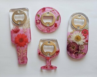 Handmade Resin Bottle Opener with Real Pressed Flowers, Floral Bar Tool, Gift for Garden Lovers and Housewarming