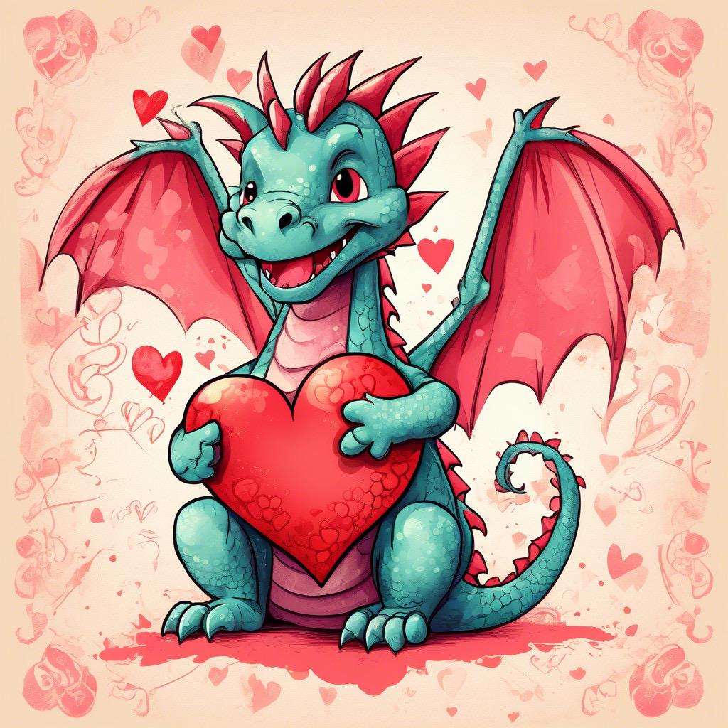 Valentines Day Dragon PNG Set of 10 for Scrapbooking and