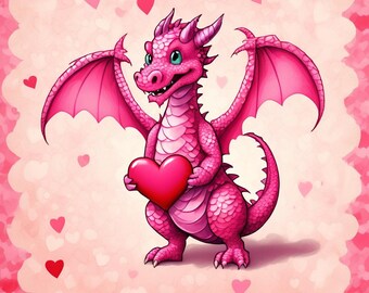 Valentines Day Dragon PNG Set of 10 for Scrapbooking and