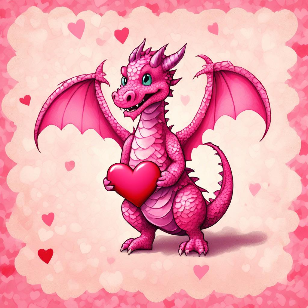 Valentines Day Dragon PNG Set of 10 for Scrapbooking and