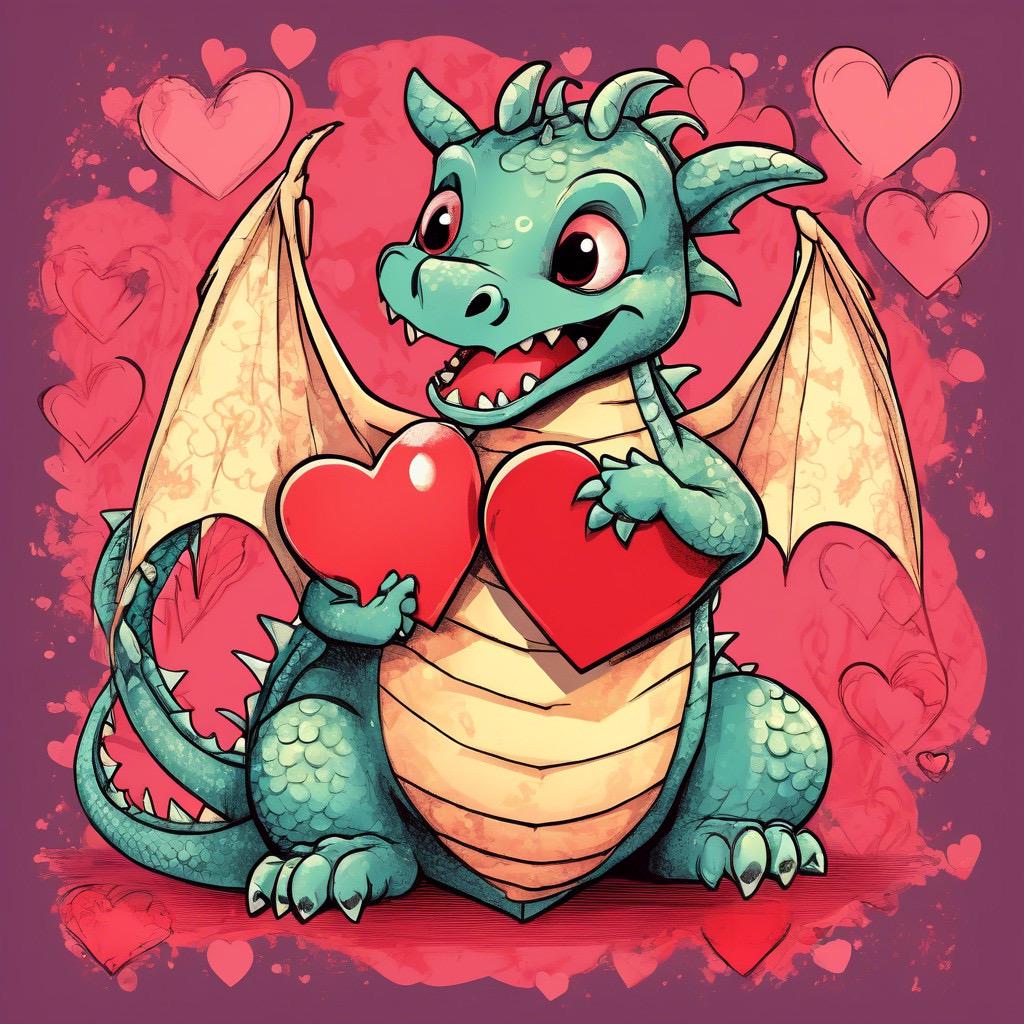 Valentines Day Dragon PNG Set of 10 for Scrapbooking and