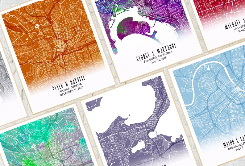 Personalized City Street Map Poster Custom City Street Print Etsy