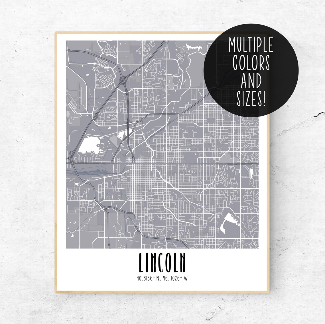 Lincoln City Street Map Poster Instant Download Lincoln - Etsy