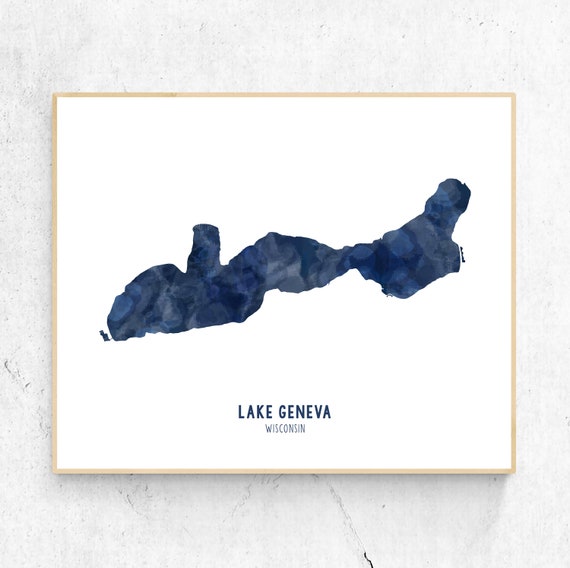 Lake Geneva Print Lake Geneva Art Wisconsin Aerial Lake Etsy