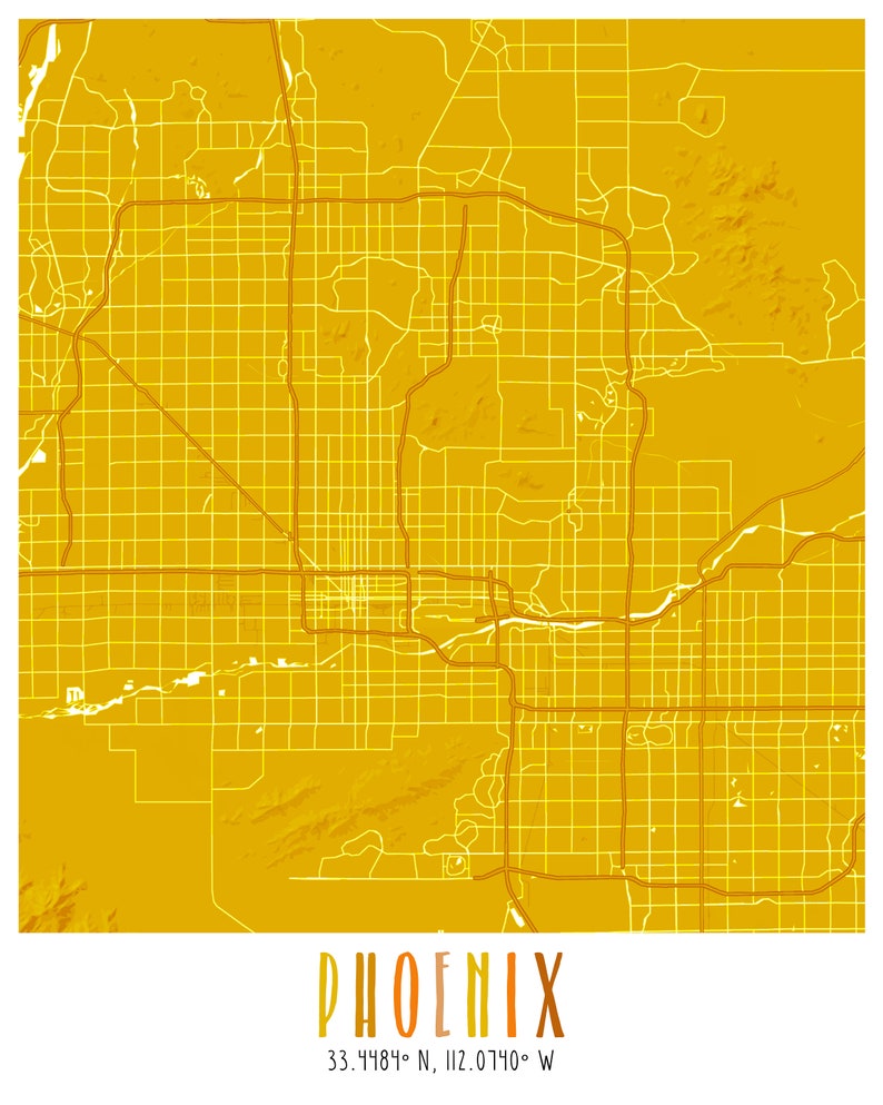 Phoenix Street Map Poster Instant Download Phoenix Street | Etsy