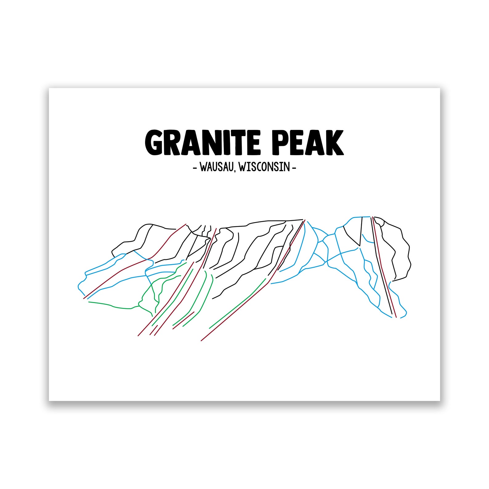 Granite Peak Print Granite Peak Art Granite Peak Ski Trails Etsy