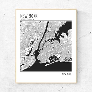 New York City Street Map Poster, New York City Street Print, Latitude and Longitude, Modern Wall Art, NYC