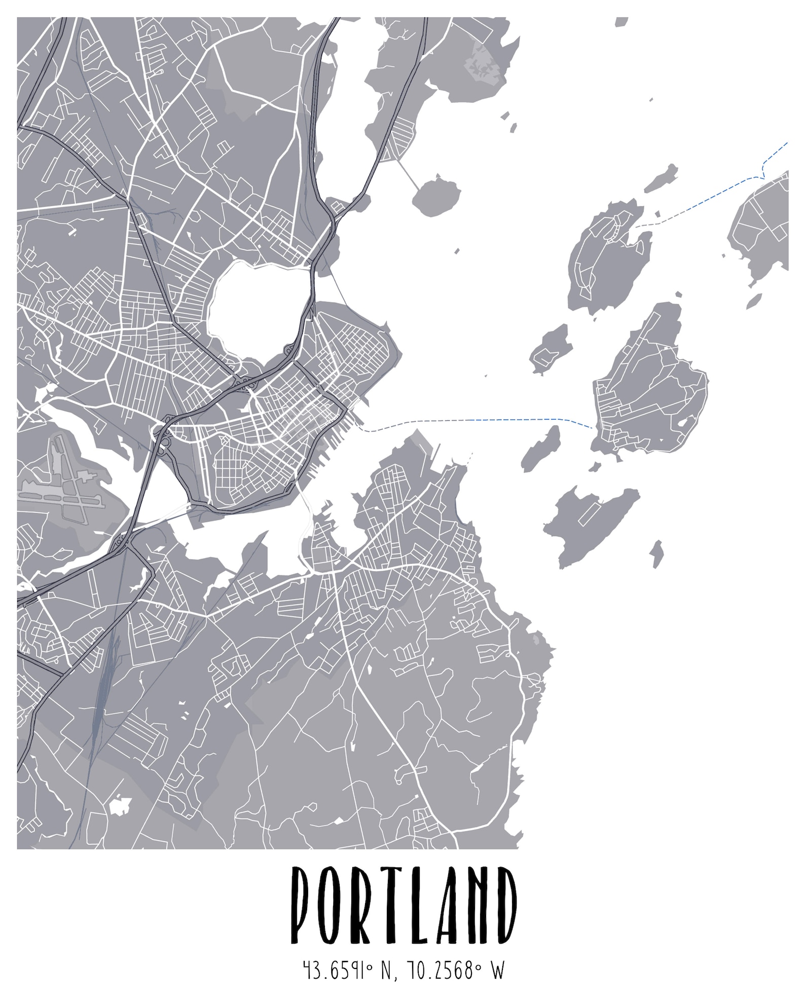 Portland Maine City Street Map Poster Instant Download - Etsy
