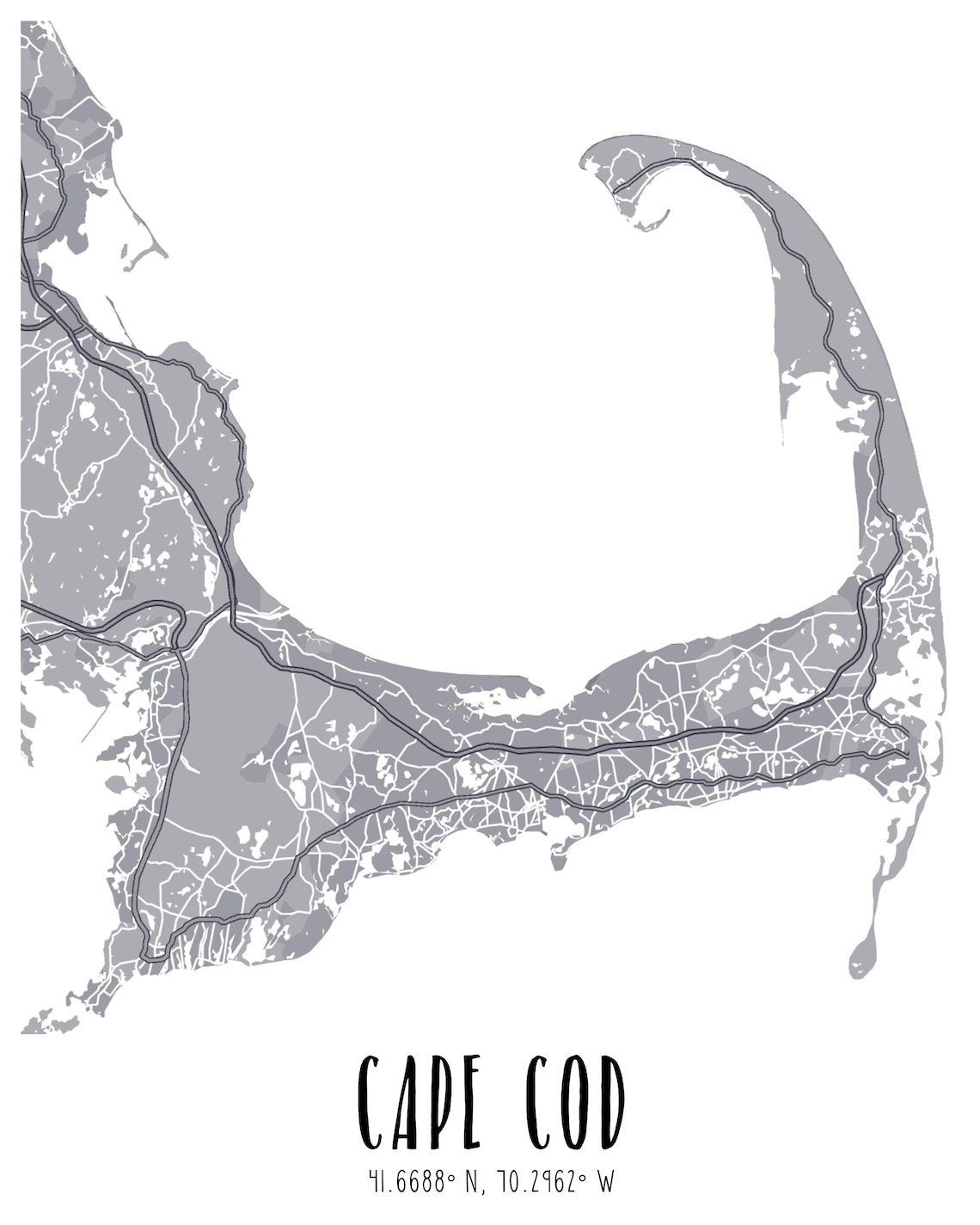 Cape Cod City Street Map Poster Instant Download Cape Cod - Etsy Singapore
