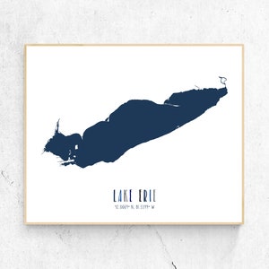 Lake Erie Poster, Instant Download, Lake Erie Print, Latitude and Longitude, Modern Wall Art