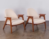 Spectacular Pair of Pearsall Style American Walnut Armchairs