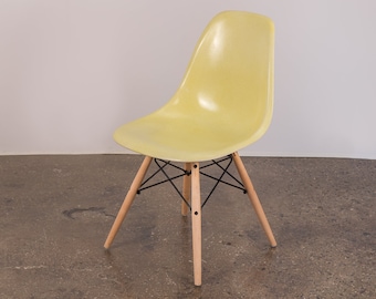 Original 1960s Eames for Herman Miller Lemon Yellow Fiberglass Shell Chairs - H Base, Eiffel Base, Dowel Base, Stacking Base