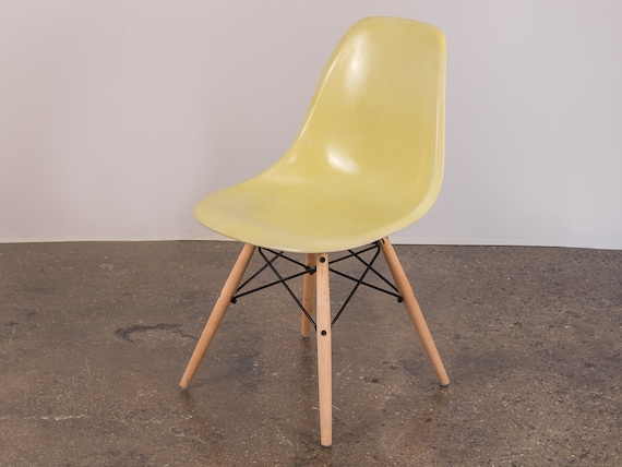 Original 1960s Eames for Herman Miller Lemon Yellow Fiberglass Shell Chairs H Base Eiffel Base Dowel Base Stacking Base Etsy