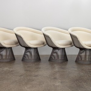 Warren Platner Bronze Lounge Chairs in Knoll Boucle image 7