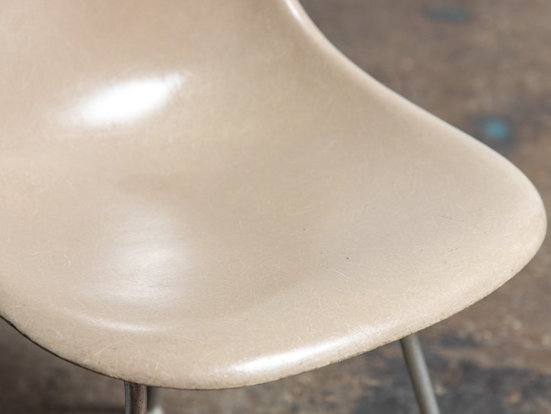 Original Eames for Herman Miller Fiberglass Molded Shell Chairs in Greige image 6